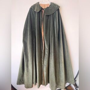 Vintage Velvet Green Theater Cape Cloak Renaissance Faire XL